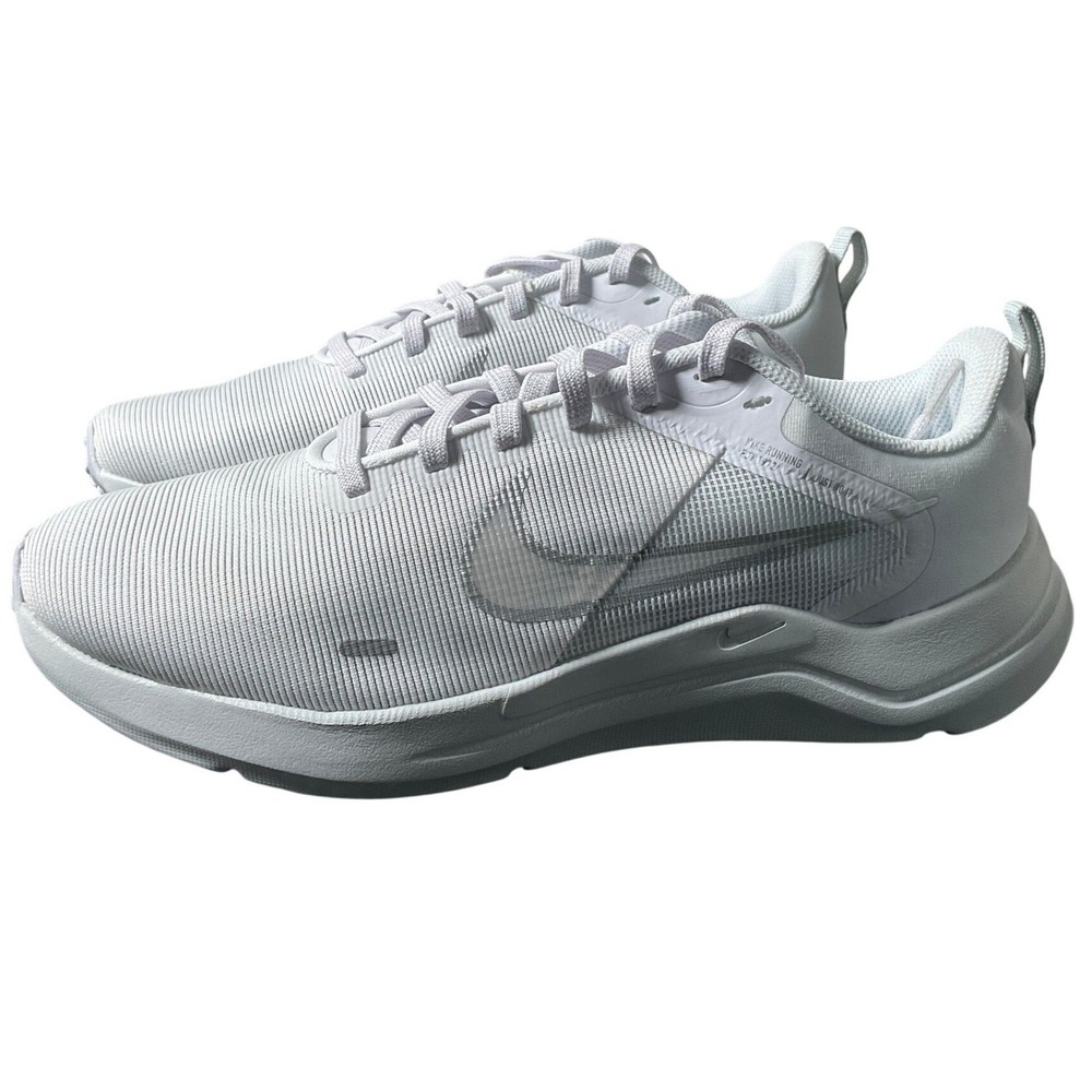 Nike Downshifter 12 Women's Running Shoes White Silver DD9294-100 Sz 9.5‎